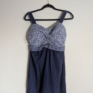 Lands' End Navy and White Dress